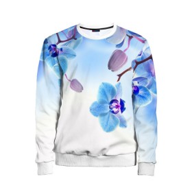 Детский свитшот 3D с принтом Голубая орхидея в Екатеринбурге, 100% полиэстер | свободная посадка, прямой крой, мягкая тканевая резинка на рукавах и понизу свитшота | голубая орхидея | красота | орхидеи | природа | цветок | цветочек | цветы