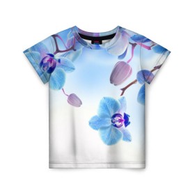 Детская футболка 3D с принтом Голубая орхидея в Екатеринбурге, 100% гипоаллергенный полиэфир | прямой крой, круглый вырез горловины, длина до линии бедер, чуть спущенное плечо, ткань немного тянется | голубая орхидея | красота | орхидеи | природа | цветок | цветочек | цветы