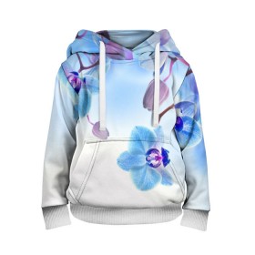 Детская толстовка 3D с принтом Голубая орхидея в Екатеринбурге, 100% полиэстер | двухслойный капюшон со шнурком для регулировки, мягкие манжеты на рукавах и по низу толстовки, спереди карман-кенгуру с мягким внутренним слоем | голубая орхидея | красота | орхидеи | природа | цветок | цветочек | цветы