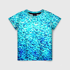 Детская футболка 3D с принтом Вода в Екатеринбурге, 100% гипоаллергенный полиэфир | прямой крой, круглый вырез горловины, длина до линии бедер, чуть спущенное плечо, ткань немного тянется | blue | арт | вода | волны | новые | прикольные | текстуры