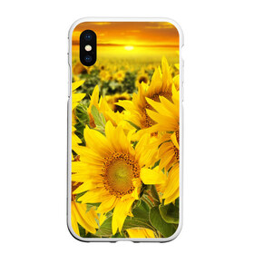 Чехол для iPhone XS Max матовый с принтом Подсолнухи в Екатеринбурге, Силикон | Область печати: задняя сторона чехла, без боковых панелей | желтый | солнце | цветок | яркий