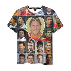 Мужская футболка 3D с принтом Франческо Тотти - лучший в Екатеринбурге, 100% полиэфир | прямой крой, круглый вырез горловины, длина до линии бедер | francesco totti | лучший футболист | любимый игрок | сердце | франческо тотти | футбол | я люблю