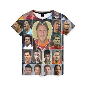 Женская футболка 3D с принтом Франческо Тотти - лучший в Екатеринбурге, 100% полиэфир ( синтетическое хлопкоподобное полотно) | прямой крой, круглый вырез горловины, длина до линии бедер | francesco totti | лучший футболист | любимый игрок | сердце | франческо тотти | футбол | я люблю