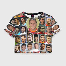 Женская футболка 3D укороченная с принтом Франческо Тотти - лучший в Екатеринбурге, 100% полиэстер | круглая горловина, длина футболки до линии талии, рукава с отворотами | francesco totti | лучший футболист | любимый игрок | сердце | франческо тотти | футбол | я люблю