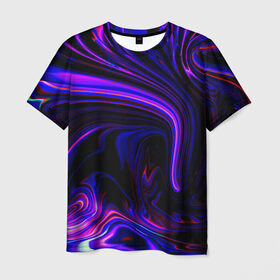 Мужская футболка 3D с принтом Цветные разводы в Екатеринбурге, 100% полиэфир | прямой крой, круглый вырез горловины, длина до линии бедер | гранж | краска | разводы | цветные
