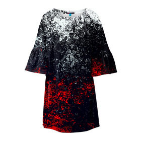 Детское платье 3D с принтом Брызги красок в Екатеринбурге, 100% полиэстер | прямой силуэт, чуть расширенный к низу. Круглая горловина, на рукавах — воланы | Тематика изображения на принте: гранж | краска | новые | прикольные | текстуры | цветные