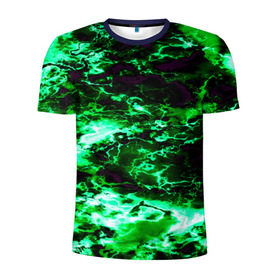 Мужская футболка 3D спортивная с принтом Зеленый дым в Екатеринбурге, 100% полиэстер с улучшенными характеристиками | приталенный силуэт, круглая горловина, широкие плечи, сужается к линии бедра | абстракции