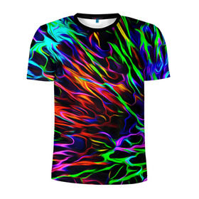 Мужская футболка 3D спортивная с принтом Разноцветные разводы в Екатеринбурге, 100% полиэстер с улучшенными характеристиками | приталенный силуэт, круглая горловина, широкие плечи, сужается к линии бедра | гранж | краска | разводы | цветные