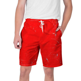 Мужские шорты 3D с принтом Красная краска в Екатеринбурге,  полиэстер 100% | прямой крой, два кармана без застежек по бокам. Мягкая трикотажная резинка на поясе, внутри которой широкие завязки. Длина чуть выше колен | Тематика изображения на принте: 