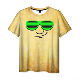 Мужская футболка 3D с принтом Знатный клаббер в Екатеринбурге, 100% полиэфир | прямой крой, круглый вырез горловины, длина до линии бедер | Тематика изображения на принте: веселье | кислота | клаббер | клуб | мордочка | очки | позитив | прикол | рожица | смайл | смех | улыбка | умора | хорошее настроение | юмор