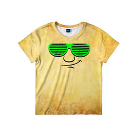 Детская футболка 3D с принтом Знатный клаббер в Екатеринбурге, 100% гипоаллергенный полиэфир | прямой крой, круглый вырез горловины, длина до линии бедер, чуть спущенное плечо, ткань немного тянется | веселье | кислота | клаббер | клуб | мордочка | очки | позитив | прикол | рожица | смайл | смех | улыбка | умора | хорошее настроение | юмор