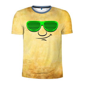 Мужская футболка 3D спортивная с принтом Знатный клаббер в Екатеринбурге, 100% полиэстер с улучшенными характеристиками | приталенный силуэт, круглая горловина, широкие плечи, сужается к линии бедра | веселье | кислота | клаббер | клуб | мордочка | очки | позитив | прикол | рожица | смайл | смех | улыбка | умора | хорошее настроение | юмор