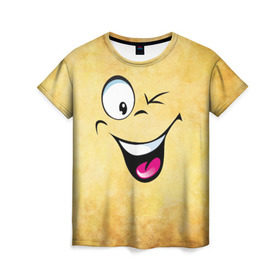 Женская футболка 3D с принтом Неисчерпаемый позитив в Екатеринбурге, 100% полиэфир ( синтетическое хлопкоподобное полотно) | прямой крой, круглый вырез горловины, длина до линии бедер | веселье | мордочка | неисчерпаемый позитив | позитив | прикол | рожица | смайл | смех | улыбка | умора | хорошее настроение | юмор