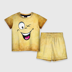 Детский костюм с шортами 3D с принтом Неисчерпаемый позитив в Екатеринбурге,  |  | Тематика изображения на принте: веселье | мордочка | неисчерпаемый позитив | позитив | прикол | рожица | смайл | смех | улыбка | умора | хорошее настроение | юмор