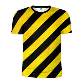 Мужская футболка 3D спортивная с принтом Полоски в Екатеринбурге, 100% полиэстер с улучшенными характеристиками | приталенный силуэт, круглая горловина, широкие плечи, сужается к линии бедра | абстракция | желтый | линии | полоски | черный