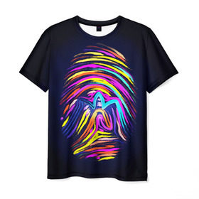 Мужская футболка 3D с принтом Отпечаток в Екатеринбурге, 100% полиэфир | прямой крой, круглый вырез горловины, длина до линии бедер | краска | мазки | отпечаток пальца | палец | свет