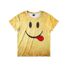 Детская футболка 3D с принтом Мы на позитиве (R) в Екатеринбурге, 100% гипоаллергенный полиэфир | прямой крой, круглый вырез горловины, длина до линии бедер, чуть спущенное плечо, ткань немного тянется | Тематика изображения на принте: парная | позитив | рожица | смайл | улыбка | язык
