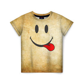Детская футболка 3D с принтом Мы на позитиве (R) в Екатеринбурге, 100% гипоаллергенный полиэфир | прямой крой, круглый вырез горловины, длина до линии бедер, чуть спущенное плечо, ткань немного тянется | Тематика изображения на принте: парная | позитив | рожица | смайл | улыбка | язык