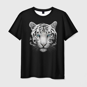 Мужская футболка 3D с принтом Тигр в Екатеринбурге, 100% полиэфир | прямой крой, круглый вырез горловины, длина до линии бедер | Тематика изображения на принте: голова животного | кошка | тигр