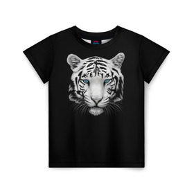 Детская футболка 3D с принтом Тигр в Екатеринбурге, 100% гипоаллергенный полиэфир | прямой крой, круглый вырез горловины, длина до линии бедер, чуть спущенное плечо, ткань немного тянется | Тематика изображения на принте: голова животного | кошка | тигр