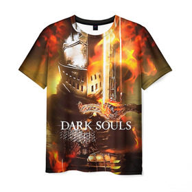 Мужская футболка 3D с принтом Dark Souls 1 в Екатеринбурге, 100% полиэфир | прямой крой, круглый вырез горловины, длина до линии бедер | dark souls
