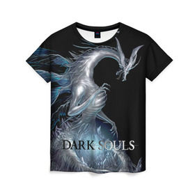 Женская футболка 3D с принтом Dark Souls 2 в Екатеринбурге, 100% полиэфир ( синтетическое хлопкоподобное полотно) | прямой крой, круглый вырез горловины, длина до линии бедер | dark souls | praise the sun | you died | дарк соулс | темные души