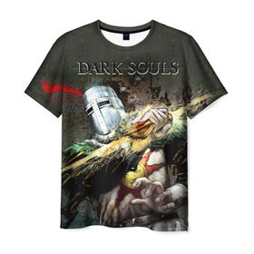 Мужская футболка 3D с принтом Dark Souls 5 в Екатеринбурге, 100% полиэфир | прямой крой, круглый вырез горловины, длина до линии бедер | dark souls | praise the sun | you died | дарк соулс