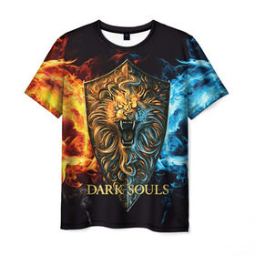 Мужская футболка 3D с принтом Dark Souls 11 в Екатеринбурге, 100% полиэфир | прямой крой, круглый вырез горловины, длина до линии бедер | dark souls | praise the sun | you died | дарк соулс