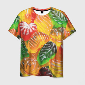 Мужская футболка 3D с принтом Желе в Екатеринбурге, 100% полиэфир | прямой крой, круглый вырез горловины, длина до линии бедер | candy | еда | конфеты | мармелад | сладкое