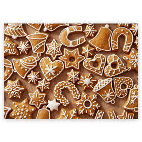 Поздравительная открытка с принтом печенье в Екатеринбурге, 100% бумага | плотность бумаги 280 г/м2, матовая, на обратной стороне линовка и место для марки
 | christmas | cookies | decoration | merry | xmas | выпечка | глазурь | новый год | рождество | сладко