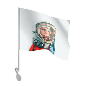 Флаг для автомобиля с принтом Гагарин в Екатеринбурге, 100% полиэстер | Размер: 30*21 см | space | гагарин | космос | россия