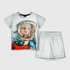 Детский костюм с шортами 3D с принтом Гагарин в Екатеринбурге,  |  | space | гагарин | космос | россия