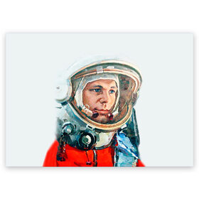 Поздравительная открытка с принтом Гагарин в Екатеринбурге, 100% бумага | плотность бумаги 280 г/м2, матовая, на обратной стороне линовка и место для марки
 | space | гагарин | космос | россия