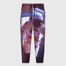 Мужские брюки 3D с принтом Космонавт в Екатеринбурге, 100% полиэстер | манжеты по низу, эластичный пояс регулируется шнурком, по бокам два кармана без застежек, внутренняя часть кармана из мелкой сетки | галактика | звезды | земля | космонавт | космос