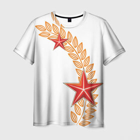 Мужская футболка 3D с принтом 9 мая - красные звезды в Екатеринбурге, 100% полиэфир | прямой крой, круглый вырез горловины, длина до линии бедер | 9 мая | день победы | звезды