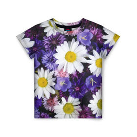 Детская футболка 3D с принтом Полевые цветы 8 в Екатеринбурге, 100% гипоаллергенный полиэфир | прямой крой, круглый вырез горловины, длина до линии бедер, чуть спущенное плечо, ткань немного тянется | поле | полевые цветы | цветы