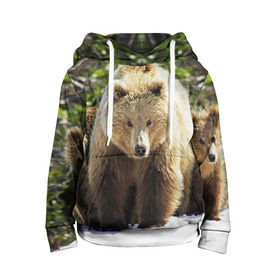 Детская толстовка 3D с принтом Медведи в Екатеринбурге, 100% полиэстер | двухслойный капюшон со шнурком для регулировки, мягкие манжеты на рукавах и по низу толстовки, спереди карман-кенгуру с мягким внутренним слоем | звери | медведь | мишка | природа