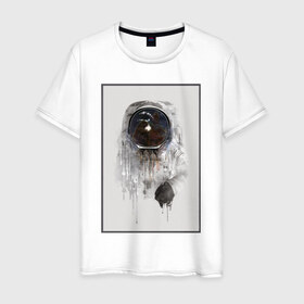 Мужская футболка хлопок с принтом Космонавт в Екатеринбурге, 100% хлопок | прямой крой, круглый вырез горловины, длина до линии бедер, слегка спущенное плечо. | 