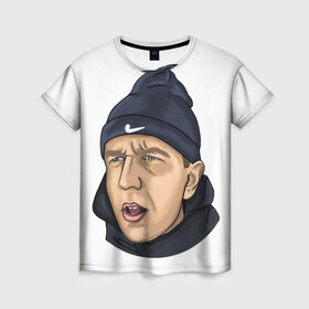 Женская футболка 3D с принтом Саша Тилэкс в Екатеринбурге, 100% полиэфир ( синтетическое хлопкоподобное полотно) | прямой крой, круглый вырез горловины, длина до линии бедер | rap | ккб | кликклакбэнд | рэп | тилэкс | успешная группа