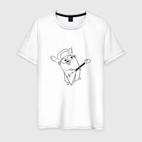 Мужская футболка хлопок с принтом Golang балалайка в Екатеринбурге, 100% хлопок | прямой крой, круглый вырез горловины, длина до линии бедер, слегка спущенное плечо. | go | golang