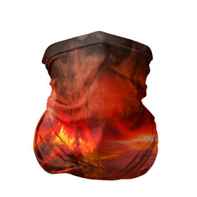 Бандана-труба 3D с принтом Вулкан в Екатеринбурге, 100% полиэстер, ткань с особыми свойствами — Activecool | плотность 150‒180 г/м2; хорошо тянется, но сохраняет форму | Тематика изображения на принте: взрыв | вулкан | извержение | красная | лава | море