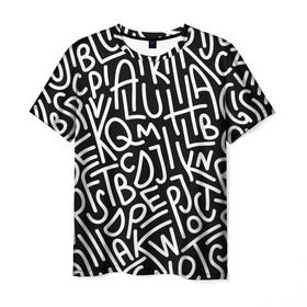 Мужская футболка 3D с принтом Английские буквы в Екатеринбурге, 100% полиэфир | прямой крой, круглый вырез горловины, длина до линии бедер | алфавит | английский язык | буквы | оформление | слой | текстура | трайбл | узор | фон