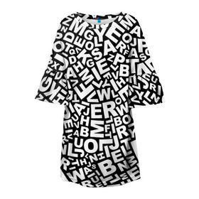 Детское платье 3D с принтом Английский алфавит в Екатеринбурге, 100% полиэстер | прямой силуэт, чуть расширенный к низу. Круглая горловина, на рукавах — воланы | алфавит | английский язык | буквы | оформление | слой | текстура | трайбл | узор | фон