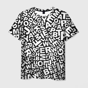 Мужская футболка 3D с принтом Английский алфавит в Екатеринбурге, 100% полиэфир | прямой крой, круглый вырез горловины, длина до линии бедер | алфавит | английский язык | буквы | оформление | слой | текстура | трайбл | узор | фон