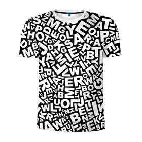 Мужская футболка 3D спортивная с принтом Английский алфавит в Екатеринбурге, 100% полиэстер с улучшенными характеристиками | приталенный силуэт, круглая горловина, широкие плечи, сужается к линии бедра | алфавит | английский язык | буквы | оформление | слой | текстура | трайбл | узор | фон