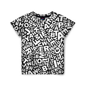 Детская футболка 3D с принтом Английский алфавит в Екатеринбурге, 100% гипоаллергенный полиэфир | прямой крой, круглый вырез горловины, длина до линии бедер, чуть спущенное плечо, ткань немного тянется | алфавит | английский язык | буквы | оформление | слой | текстура | трайбл | узор | фон