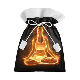 Подарочный 3D мешок с принтом Пламенная медитация в Екатеринбурге, 100% полиэстер | Размер: 29*39 см | аштанга | здоровье | зож | йога | кундалини | лотос | медитация | огонь | пламя | силуэт | спорт | страсть | тонус