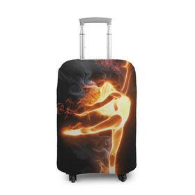 Чехол для чемодана 3D с принтом Фитнес в Екатеринбурге, 86% полиэфир, 14% спандекс | двустороннее нанесение принта, прорези для ручек и колес | грация | здоровье | зож | огонь | пламя | силуэт | спорт | страсть | танец | тонус | фитнес