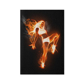 Обложка для паспорта матовая кожа с принтом Спортивная страсть в Екатеринбурге, натуральная матовая кожа | размер 19,3 х 13,7 см; прозрачные пластиковые крепления | грация | здоровье | зож | огонь | пламя | силуэт | спорт | страсть | танец | тонус | фитнес