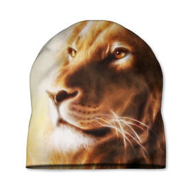 Шапка 3D с принтом Лев в Екатеринбурге, 100% полиэстер | универсальный размер, печать по всей поверхности изделия | власть | джунгли | кошка | лев | мощь | отвага | сила | хищник | храбрость | царь зверей